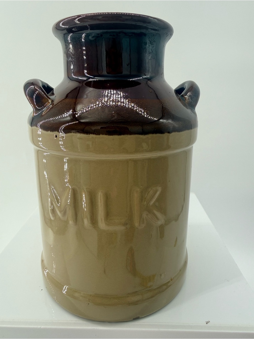 Ceramic Milk Canister - Brown and Dark Brown